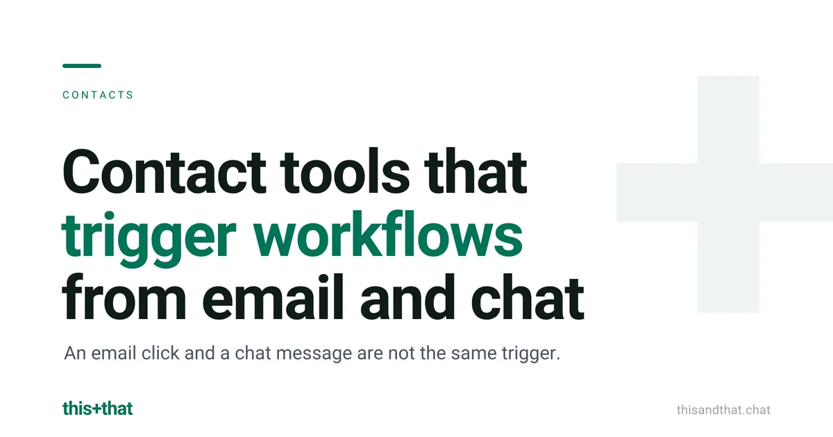 Contact tools that trigger workflows from email and chat