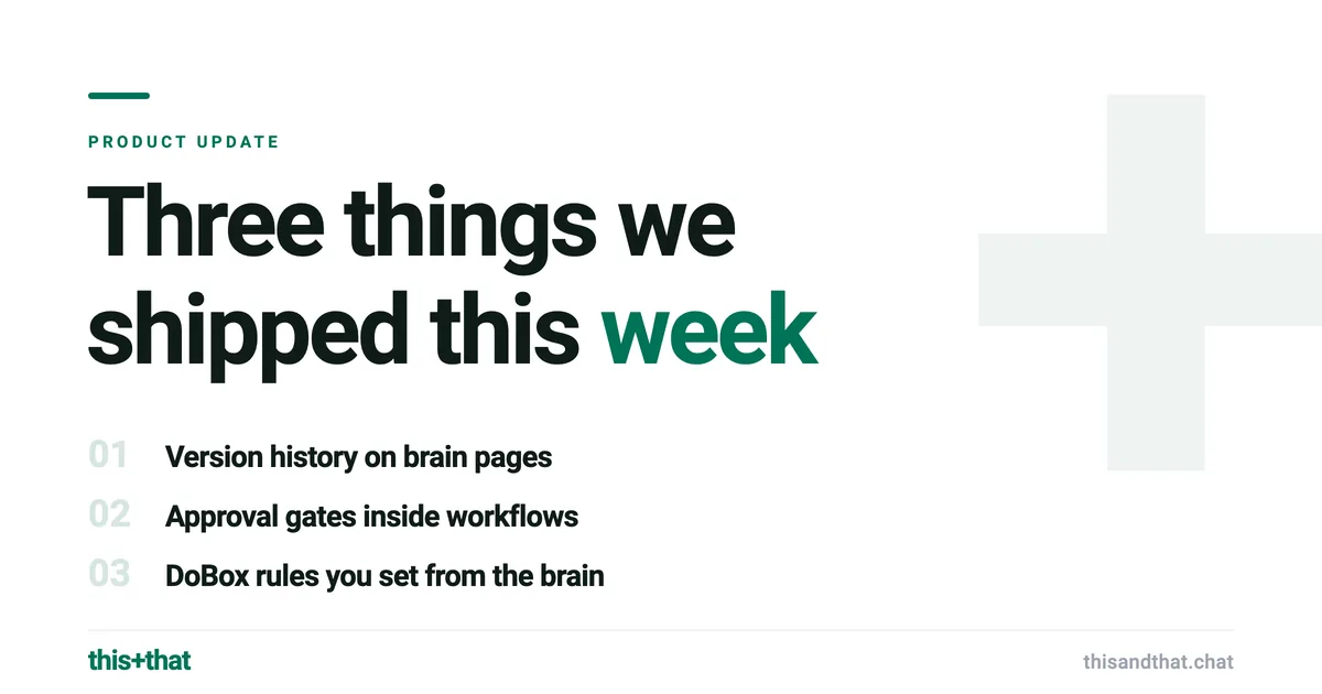 Three things we shipped this week