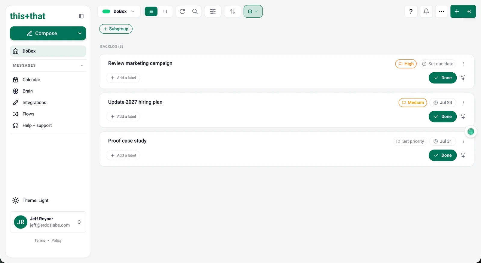 Your DoBox after onboarding