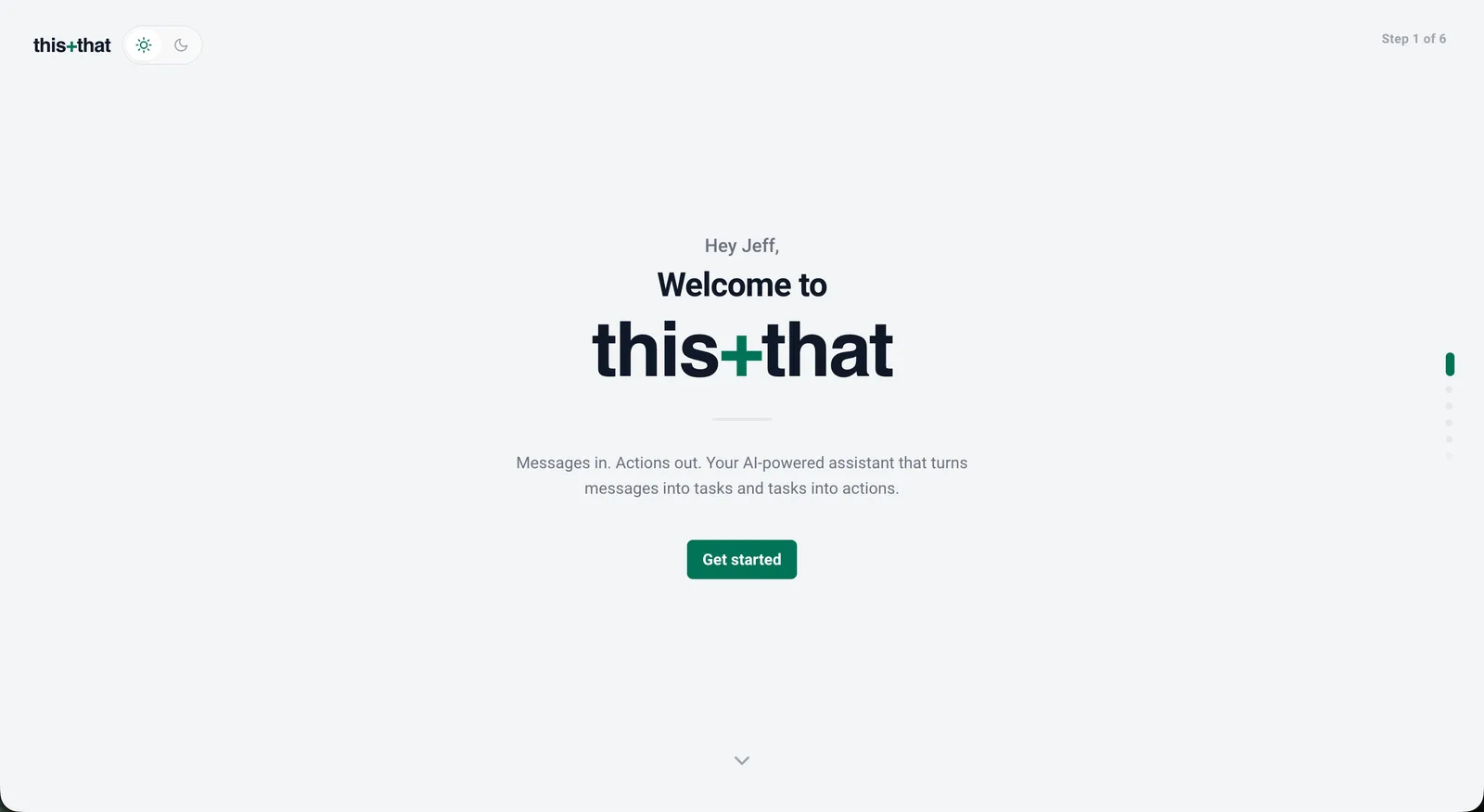 The onboarding welcome screen